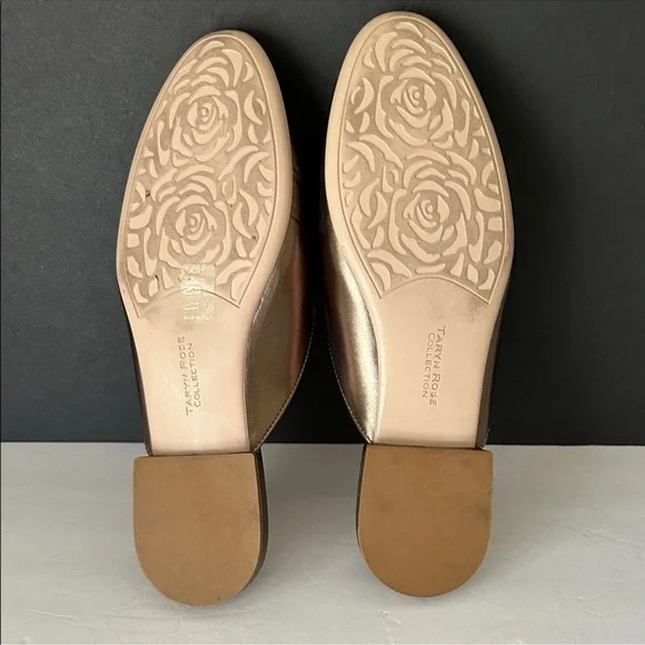 Taryn Rose metallic bronze leather slip-on mules with gold-tone hardware - Picture 9 of 11